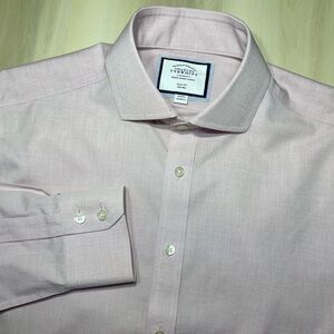 Charles Tyrwhitt Dress Shirt Men’s Sz 16-33 Pink Slim Fit Non Iron Button Up